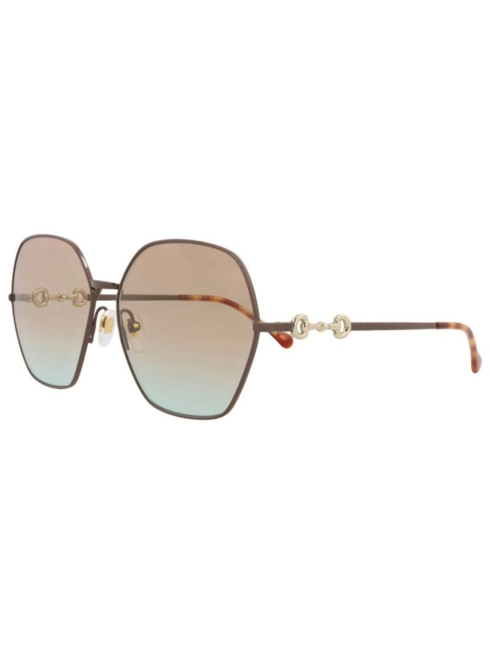 New Gucci Women's Sunglasses Square Rectangle Metal Frame Brown Brown Brown